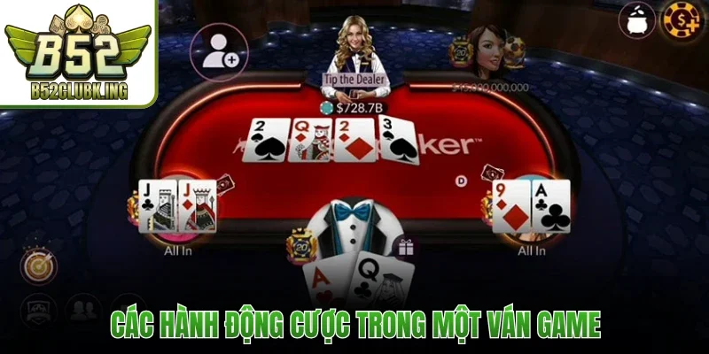 Các hành động cược trong một ván game